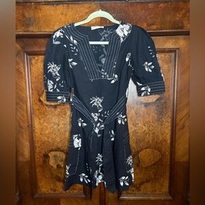 EUC Caroline Constas- Floral Black Dress. Size See Measurements